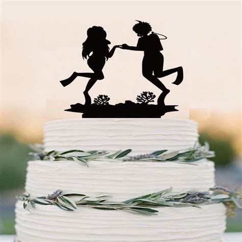 Scuba Diving Cake Topper Couple Event Cake Topper Diving Bride And