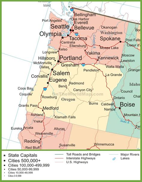 Map Of Washington And Oregon Border London Top Attractions Map