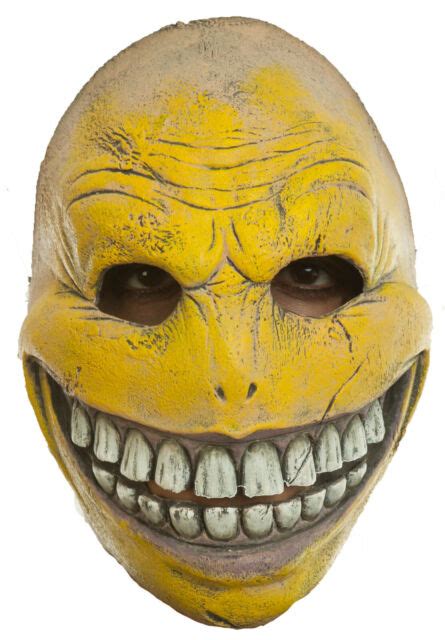 Smiley Face Front Face Latex Evil Grin Mask Adult Size Halloween Horror