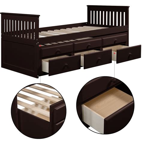 Modernluxe Captains Bed Twin Daybed With Trundle Bed And Storage