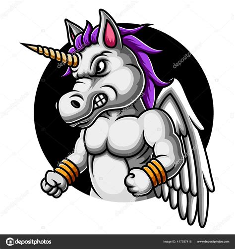 Angry Unicorn Mascot Logo Design Illustration Stock Vector By