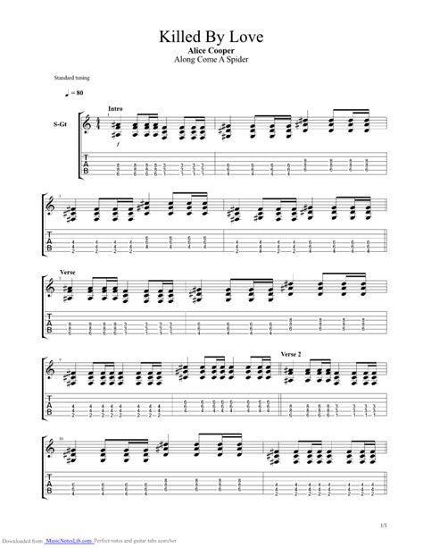 Killed By Love Guitar Pro Tab By Alice Cooper