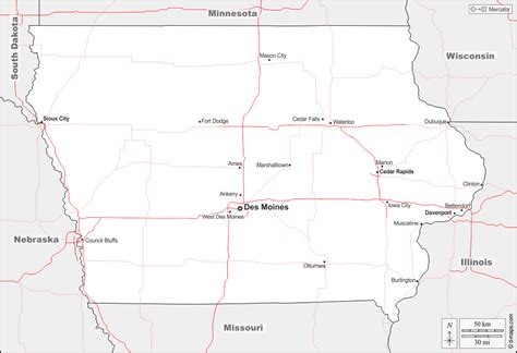 Iowa Free Map Free Blank Map Free Outline Map Free Base