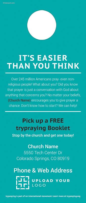 Trypraying Door Hanger Church Invitations Outreach Marketing