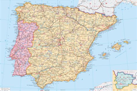 标准时间（2021年10月31起）：central european time (cet)，utc +1. 西班牙地图 - 西班牙地图高清版 - 西班牙地图中文版
