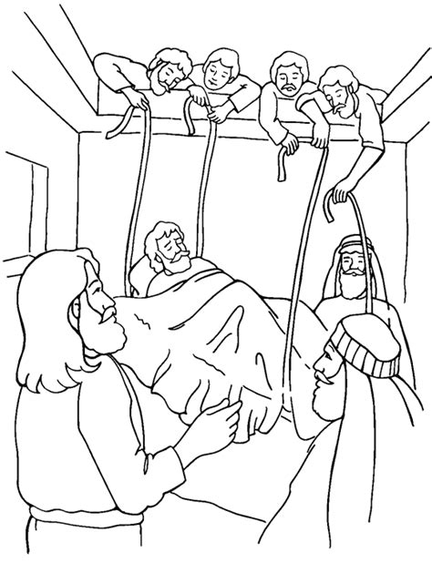 Jesus Heals The Paralytic Coloring Page Sunday School Coloring