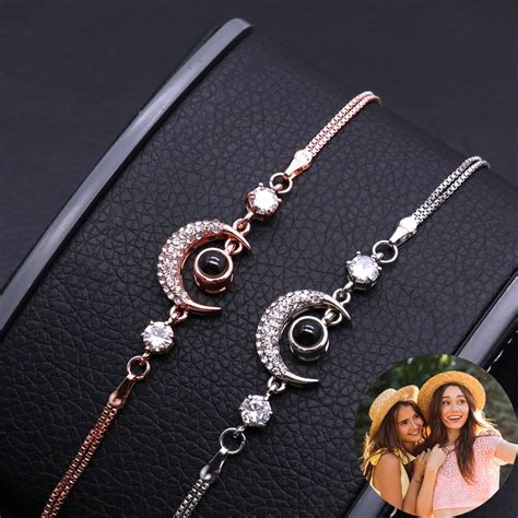 Personalized Photo Projection Bracelet - Moon