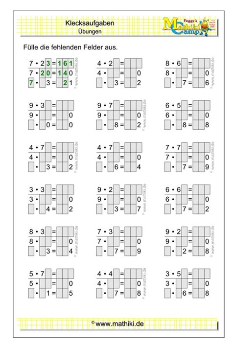 11.402 kostenlose arbeitsblätter für mathematik zum ausdrucken: Klecksaufgaben halbschriftliche Multiplikation (Klasse 4 ...
