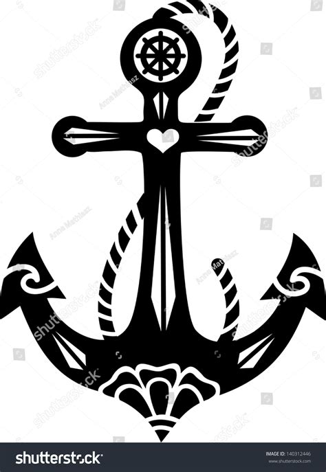 Anchor Sacred Rose Symbol Hope Faith Stock Vector