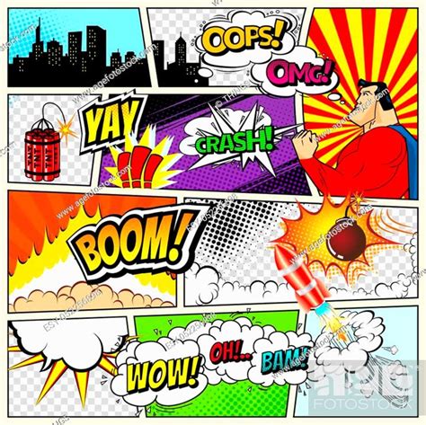 Comics Template Vector Retro Comic Book Speech Bubbles Illustration