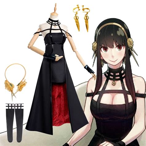 Yor Forger Cosplay Anime Spy X Family Cosplay Costume Yor Forger Wig Black Dress Outfit Cosplay