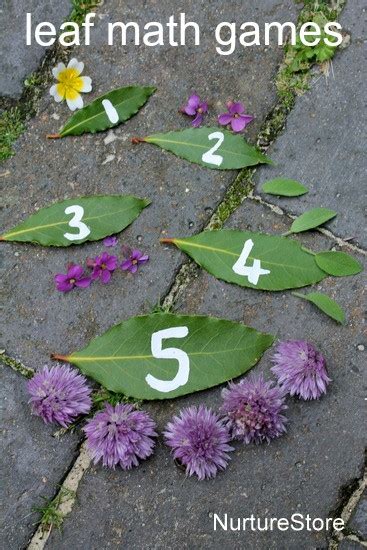 Outdoor activities are enjoyed amidst natural settings. Leaf math games for preschool - NurtureStore