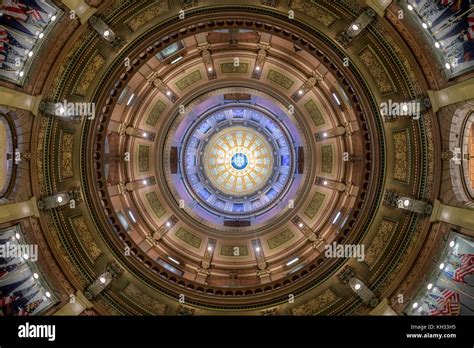 Inner Dome From The Rotunda Floor Of The Michigan State Capitol On