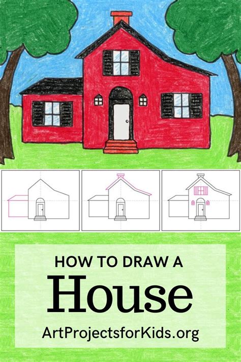 Easy How To Draw A House Tutorial And House Coloring Page