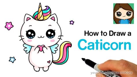 How to draw a cat. How to Draw a Caticorn Easy - YouTube | Schattige ...