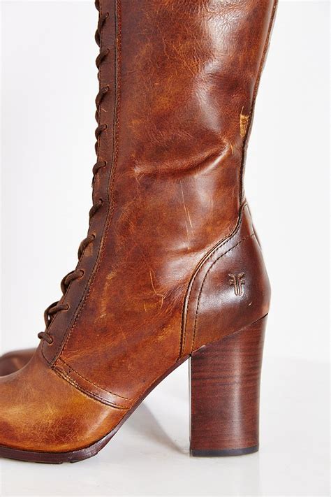 frye parker lace up tall boot in tan brown lyst