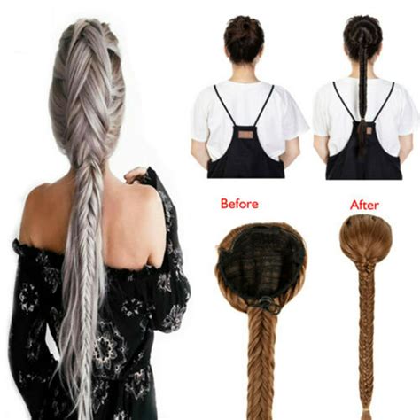 Fishtail Ponytail Hair Extension 24 Inches Long Straight Fishtail Braid