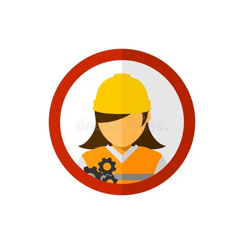 Women Construction Worker With Circle Avatar Vector Stock Illustration