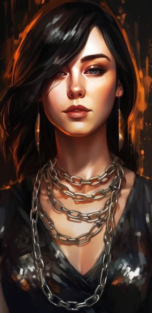 Premium Ai Image A Portrait Of A Girl With A Chain Around Her Neck