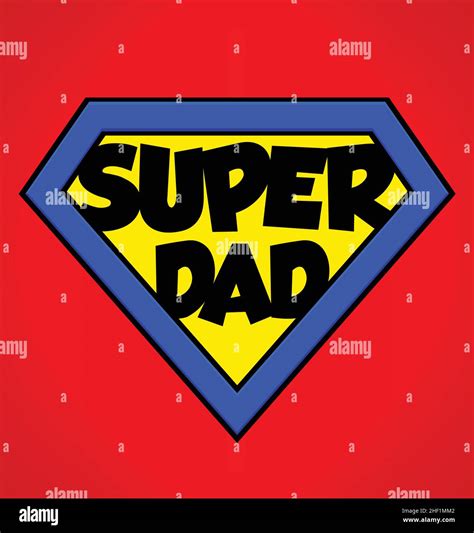 Super Dad Superhero Emblem Blue And Yellow Shield Vector Isolated On