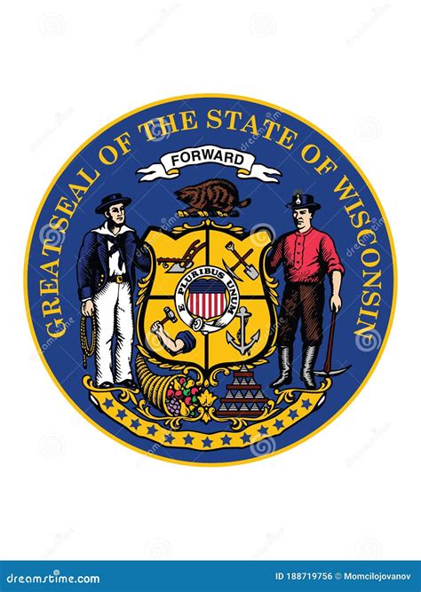 Great Seal of Wisconsin the Badger State Stock Vector - Illustration of