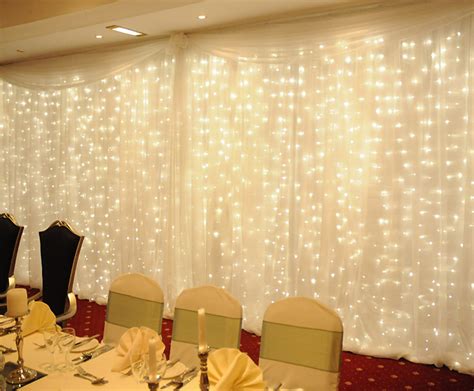 Sheer White Fabric Curtain With 288 Led Lights 12 Long Event Decor