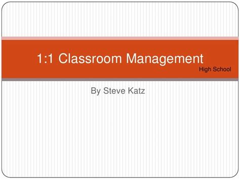 11 Classroom Management In The High School