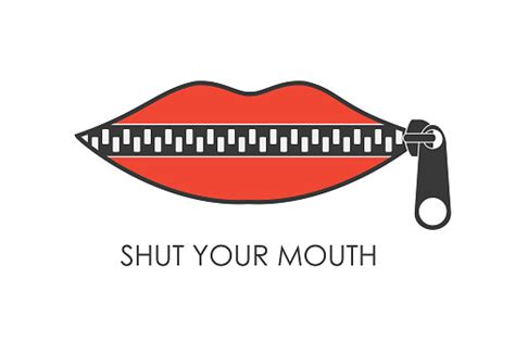 shut your mouth conceptred lips zipped stock illustration download image now istock
