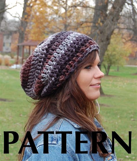 Brimless Slouchy Beanie Crochet Pattern Super Easy Crochet Hat Pattern Pdf Download Simple