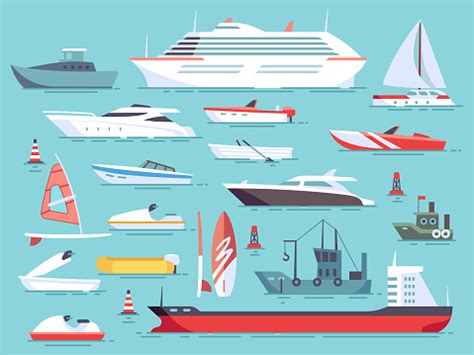 Download Big Set Of Sea Boats And Little Fishing Ships Sailboats ...