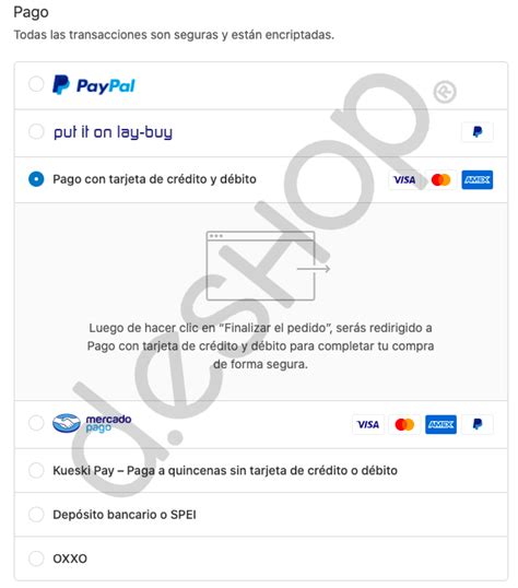 Pago Con Tarjeta De Crédito O Débito Powered By Paypal Deshop