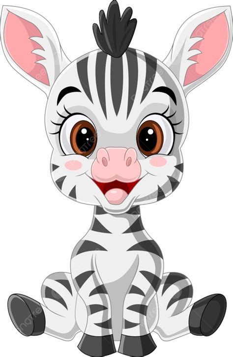 Gambar Kartun Bayi Zebra Yang Lucu Duduk Kecil Anak Alam Png Dan