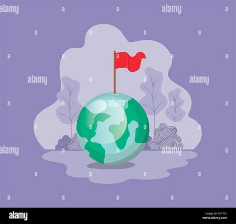 Planet Earth With Flag Stock Vector Image And Art Alamy