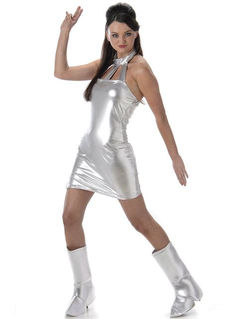 Womens Austin Powers Secret Agent Costume Silver Costume Dress