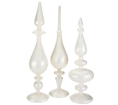 Set of 3 Pearlized Finish Glass Finials by Valerie - QVC.com