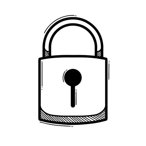 Vector Illustration Of Padlock In Doodle Style Lock Icon Isolated In