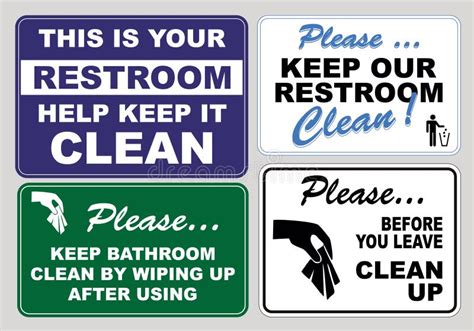 Set Of Clean Sticker Sign For Plant Site Restroom Stock Illustration
