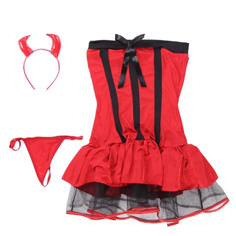 Ladies Sexy Wicked Witch Devil Halloween Horny Fancy Dress Costume Full