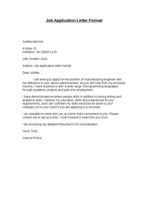 job application letter format  cover letter job