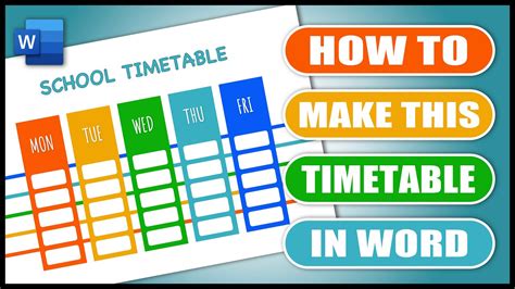 How To Make A Timetable In Word School Timetable Youtube