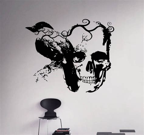 Gothic Raven And Skull Wall Decal Vinyl Sticker Art Decor Home Etsy Wandtattoos