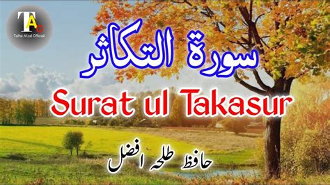 Surah Takasur With Urdu Translation By Hafiz Talha Afzal Youtube