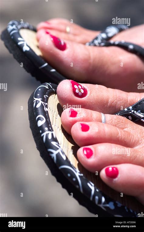Woman Toes Feet Toe Nails Painted Toe Nails Vertical Hi Res Stock