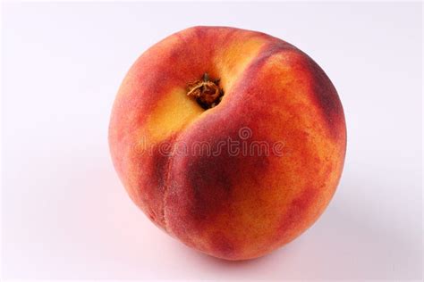One Peach On A White Background Close Up Stock Image Image Of White