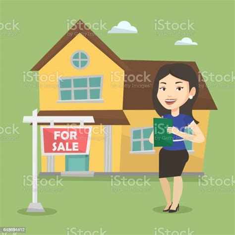 Real Estate Agent Signing Contract Stock Illustration Download Image