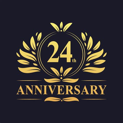 24th Anniversary Design Luxurious Golden Color 24 Years Anniversary