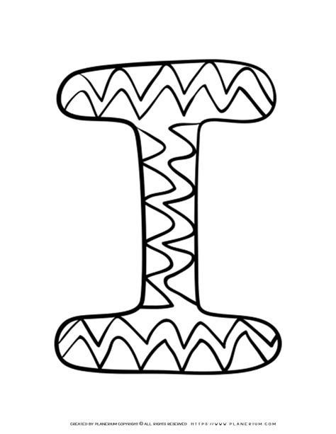 English Alphabet Capital I With Pattern Coloring Page Planerium