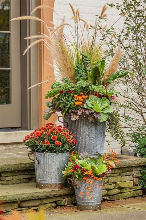 look at the stones in the steps and porch fall container gardens plants container garden design