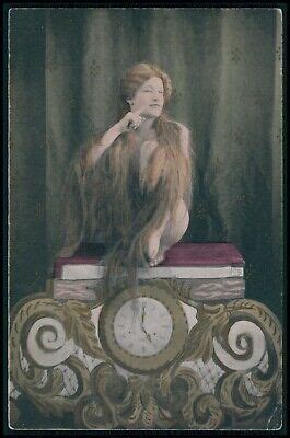 DD PHOTOGRAVURE NUDE Woman Long Red Hair Girl Clock Original 1900s