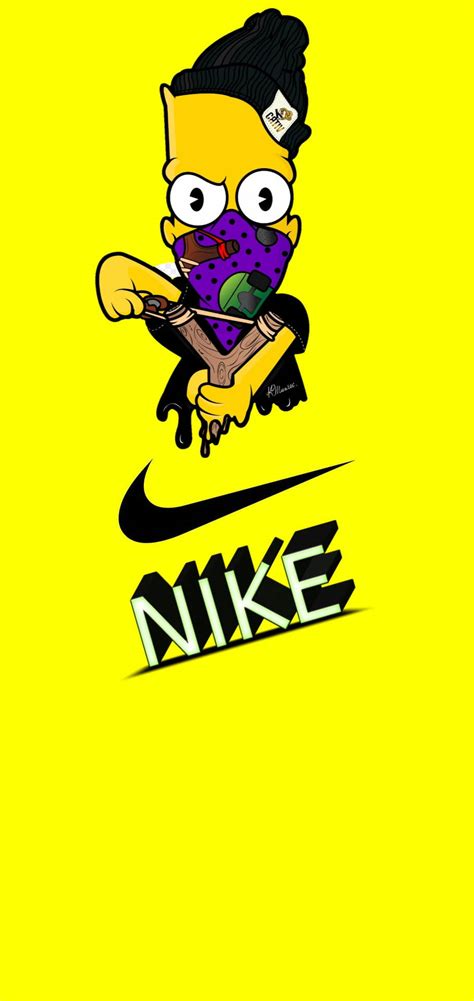 Ladda Ner Gul Nike Tecknad Bart Simpson Wallpaper